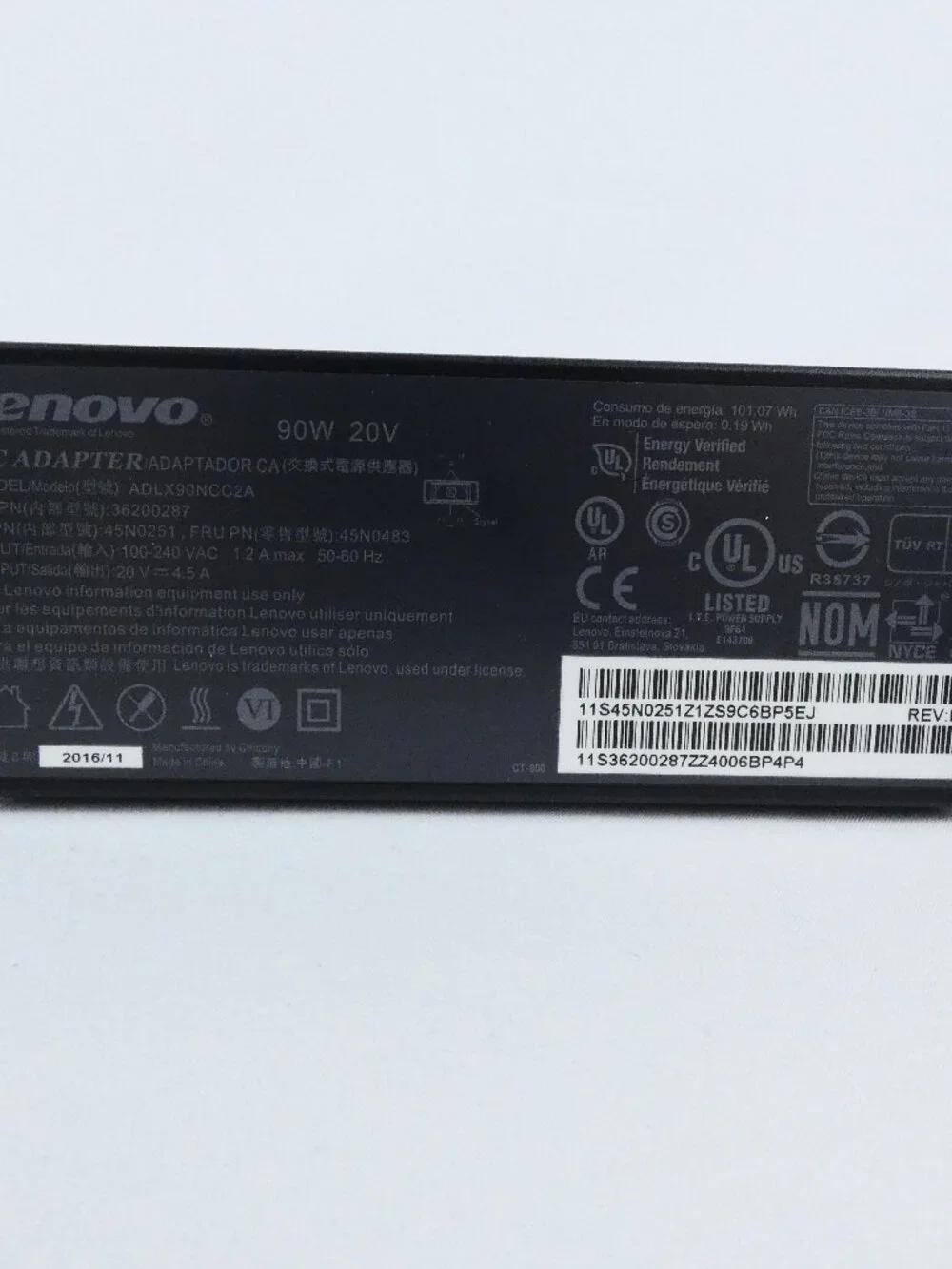 Lenovo ThinkPad Power Supply Charger ADLX90NCC2A 90W 20V 4.5A Square Tip OEM